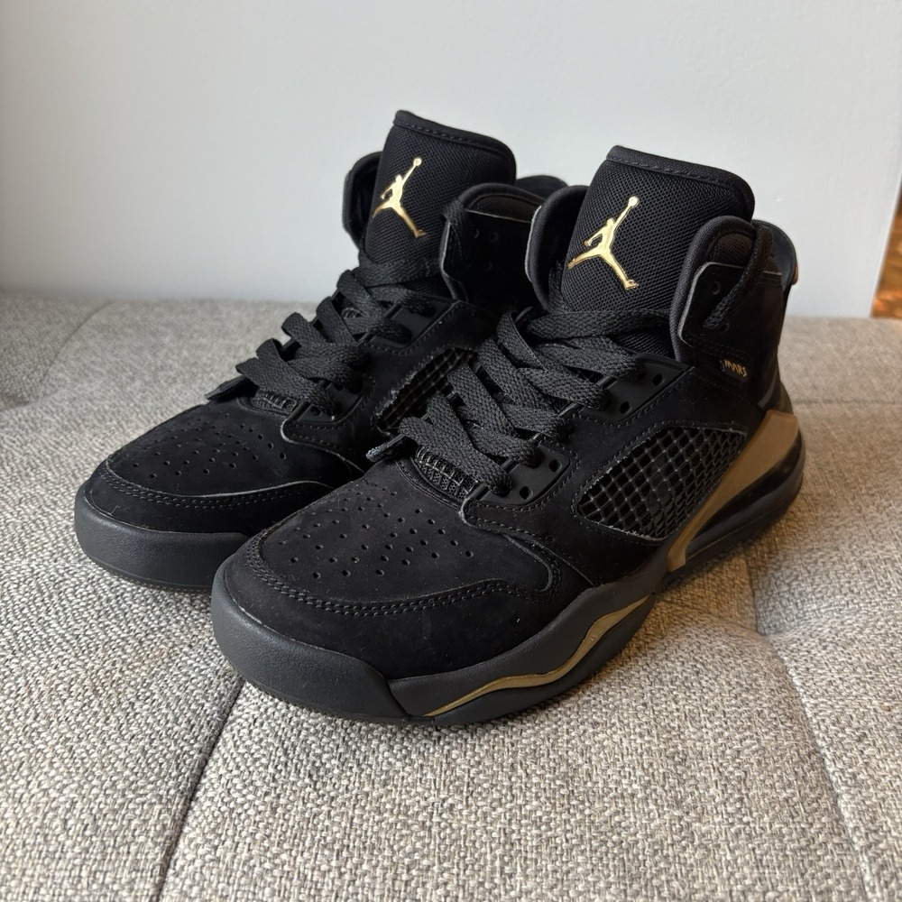 Nike Air Jordan Mars 270 GS Shoes Black Metallic‎ Gold BQ6508-007 Sz 4,5Y